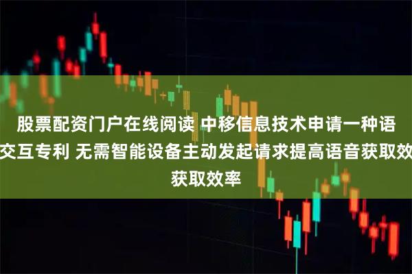 股票配资门户在线阅读 中移信息技术申请一种语音交互专利 无需智能设备主动发起请求提高语音获取效率